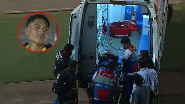 Yotún tuvo que ser retirado del partido en ambulancia y generó preocupación en Paolo Guerrero