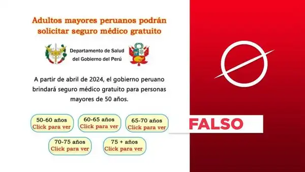 Gobierno peruano no publicó este anuncio sobre "seguro médico gratuito" solo para mayores de 50 años