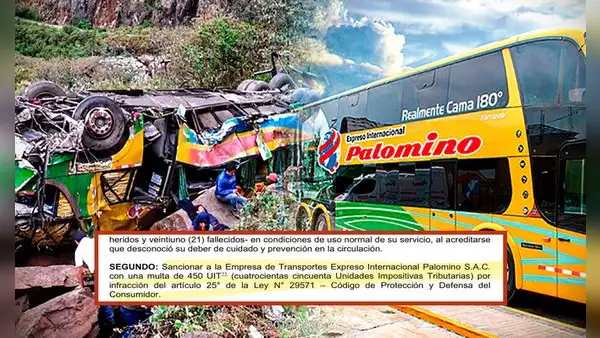 Transportes Palomino debe pagar más de S/2 millones de multa por accidente con 21 muertos en 2019