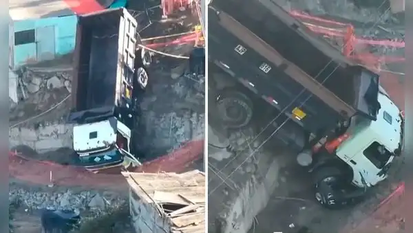 Villa María del Triunfo: camión de carga a punto de caer sobre viviendas tras despiste