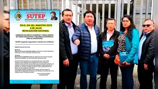 Sutep anuncia gran movilización nacional en el Día del Maestro este 6 de julio tras suspender negociación colectiva con Minedu