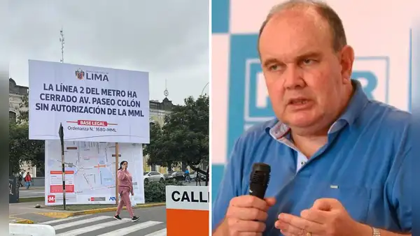 MML instala cartel contra la construcción de Estación Central de la Línea 2 en medio de las obras