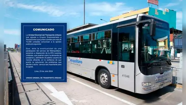 Gremio de transporte urbano anuncia disposición de más de 600 buses ante posible suspensión del Metropolitano