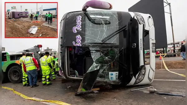 Accidente en Panamericana Sur deja 4 muertos y 22 heridos tras volcadura de bus a la atura de Lurín