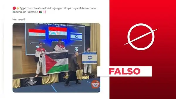 Imagen no muestra a deportistas egipcios celebrando con una bandera palestina en los Juegos Olímpicos de 2024