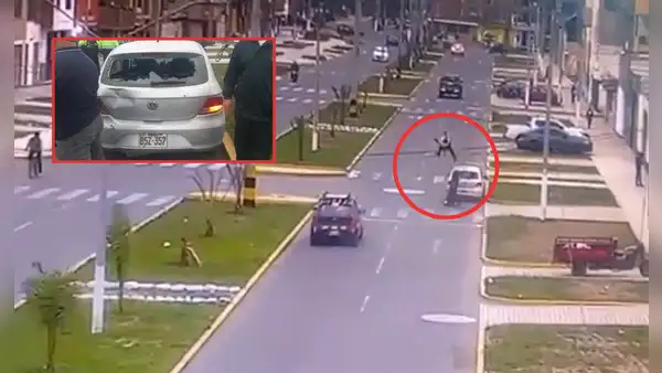 Policía sale expulsado de su vehículo tras choque en Trujillo: se habría distraído con su celular