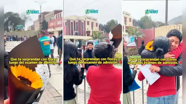 Madre sorprende a su hijo con ramo de flores tras rendir examen de la UNI y en redes reaccionan: “Eso es amor”