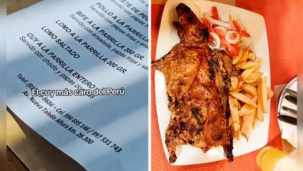 Exorbitante precio del cuy a la parrilla deja en shock a joven en restaurante de Cieneguilla