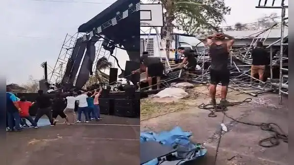 Fuertes vientos derrumban estrado donde se iban a presentar artistas por fiesta regional en San Martín