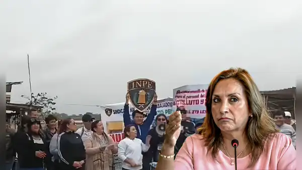 Trabajadores del INPE protestan contra Boluarte por aumento de sueldo: "En huelga indefinida, Ron Ron"