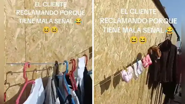 Técnico de internet descubre que cable de fibra es usado como tendal y bromea: "Secado de alta velocidad"