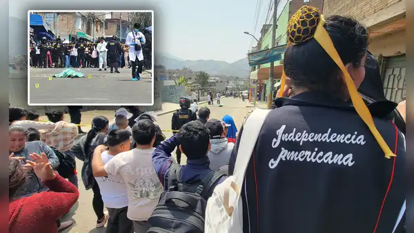 Hombre es asesinado de 20 disparos frente a colegio de SJL y bala perdida hiere a una madre