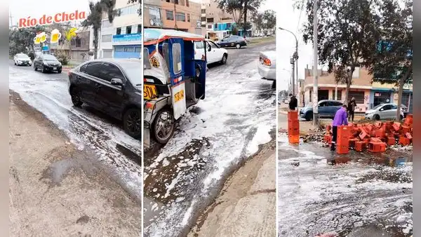 Cajas de cervezas caen de camión, formar un río de licor y en redes bromean: “La pista tenía sed”