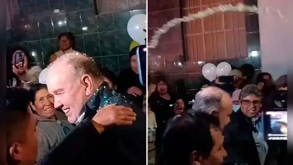Rafael López Aliaga: echan orina a alcalde de Lima en rechazo de ciudadanos por su visita a Juliaca