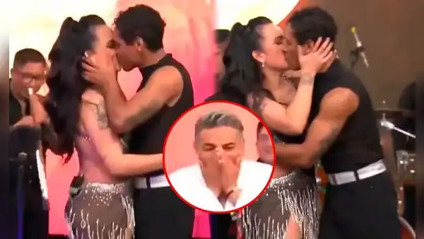 Daniela Darcourt y su bailarín Waldir Felipa se dan candente beso EN VIVO: Andrés Hurtado quedó EN SHOCK