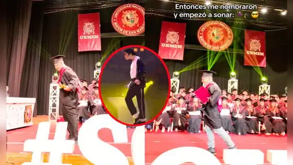 Estudiante de la UNMSM se emociona en su graduación y hace el paso lunar de Michael Jackson
