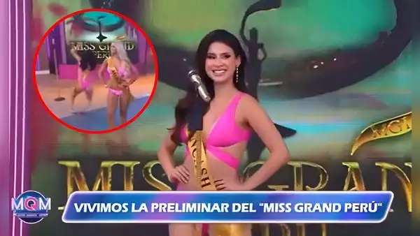Candidata al Miss Grand Perú 2024 sufre aparatosa caída en programa en vivo
