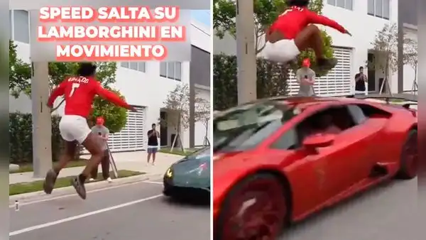 Speed sorprende con peligroso salto sobre Lamborghini a toda velocidad y genera polémica en redes