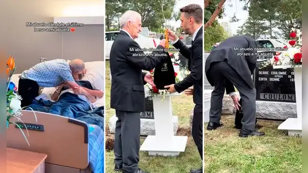 Hombre se despide con tierno beso de su esposa con cáncer tras 70 años de matrimonio
