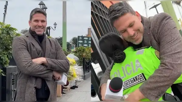 Paco Bazán se une al trend y le regala flores amarillas a mujer policía: esta fue su sorprendente reacción