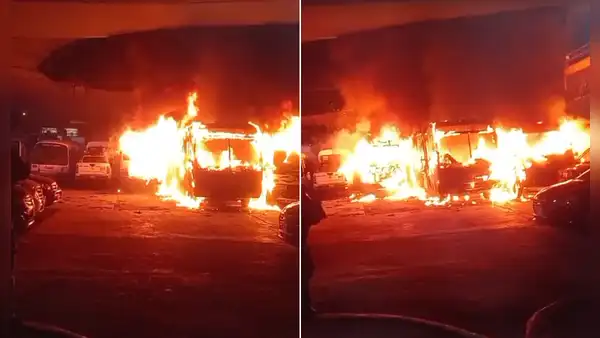 Independencia: video muestra el preciso instante que inició el incendio de vehículos de transporte público