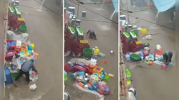 Comerciante peruano conmueve al perder su mercadería en intensas lluvias: “Ayúdenlo”