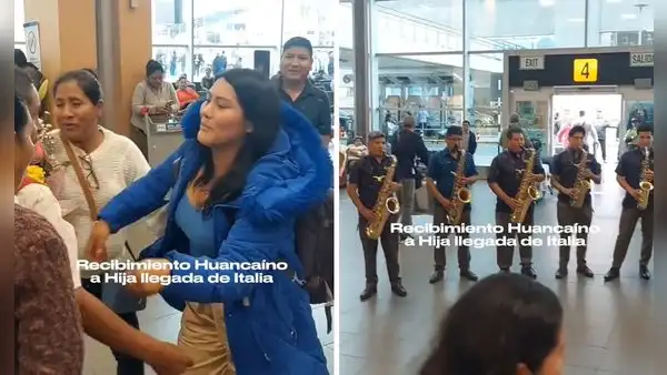 ¡Con banda huancaína! Padres reciben orgullosos a su hija cantante folclórica que tuvo gira en Italia