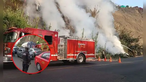 Incendio forestal en la Costa Verde obliga al cierre de la vía sur-norte frente a playa Agua Dulce
