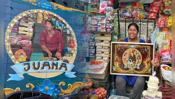 Argentinos realizan imponente mural a comerciante que vende productos de Perú: “Estoy 32 años”