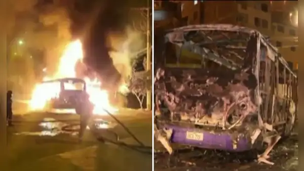 VMT: extorsionadores incendian bus de empresa Señor de Pachacamilla de la línea P por no pagar cupo