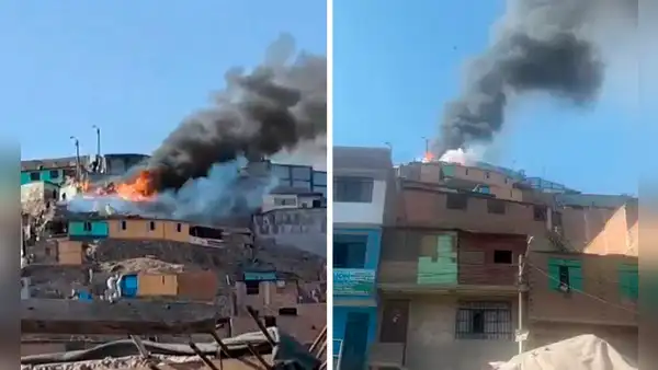 San Juan de Lurigancho: incendio de grandes proporciones afecta viviendas en Bayóvar