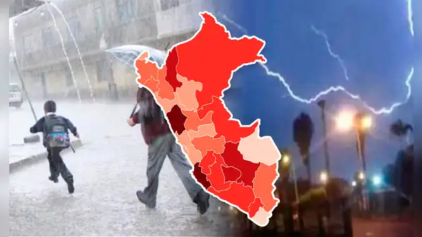 Senamhi emite alerta naranja en estas 12 regiones por lluvias de fuerte intensidad y tormentas eléctricas