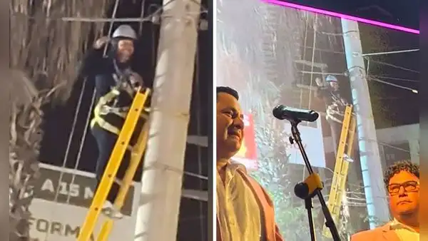 Electricista se subió a poste para ver concierto de los Caribeños de Guadalupe: “Zona VIP”