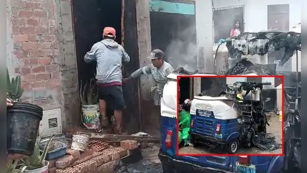 Mujer en Chorrillos incendia mototaxi de su pareja con molotov casera y causa daños en vivienda cercana