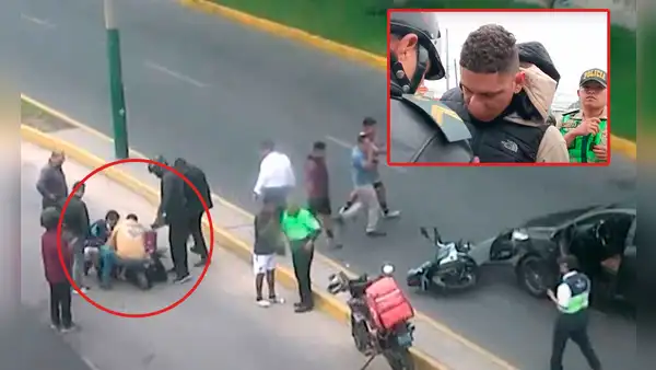 Delincuentes roban celular a mujer y conductor los persigue hasta embestirlos y capturarlos en Surco