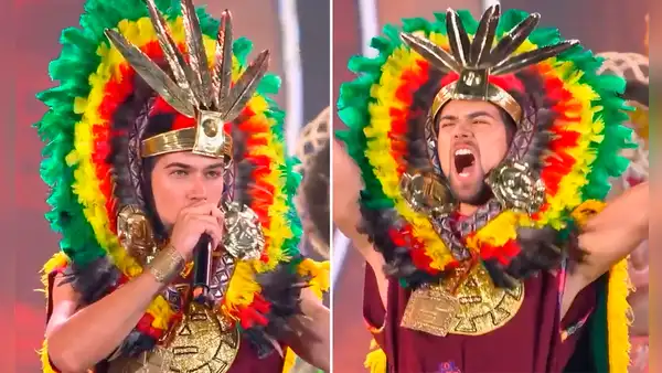 ¡Como todo un inca! Peruano Mickael Peña deslumbró con espectacular traje típico en la preliminar del Mister World 2024