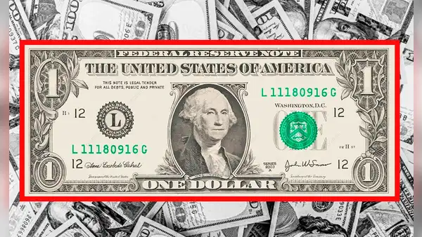 El billete de 1 dólar, con una 'escalera' en su número de serie, valorizado en más de US$15.000
