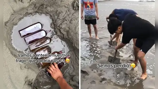 Familia peruana enterró botellas de licor en la playa, pero se olvidaron donde las dejaron: “Se hizo de noche”