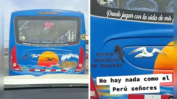 Chofer peruano sorprende con singulares frases en bus y es furor en redes: “Un romántico al volante”