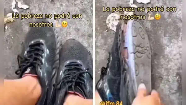 Joven crea insólita solución para que sus zapatillas le duren para siempre: “Son convertibles”