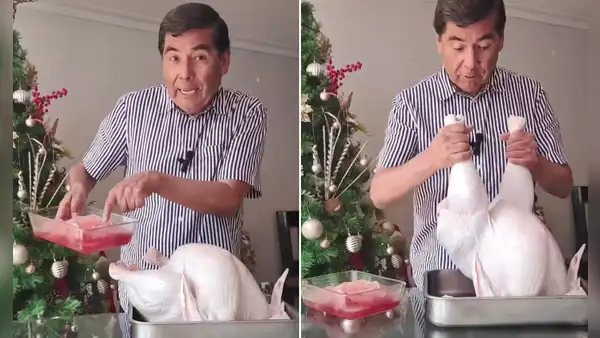 ¿Cuánto hielo tiene realmente el pavo de Navidad? Jaime Delgado descongela uno y expone el peso real en TikTok