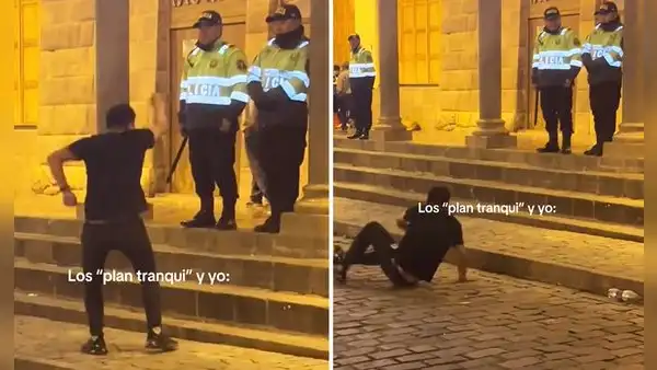 Peruano es viral al intentar enfrentarse a policías en Cusco: “Se peleó solo y aun así iba perdiendo”