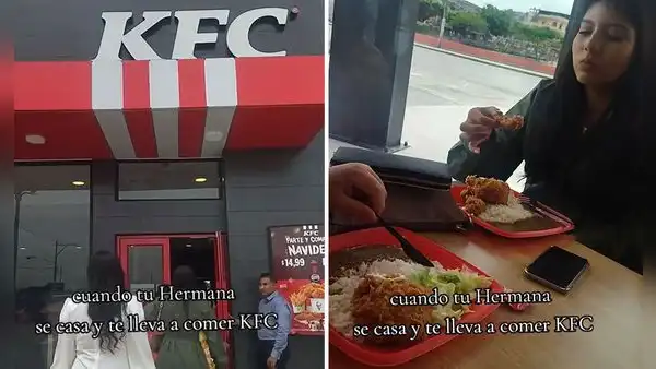 Novios se casaron y llevaron a sus invitados al KFC: “Pollo frito, arroz y lentejas”