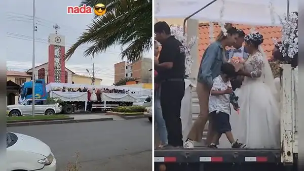 Recién casados se trasladan en un tráiler después de su boda y causan furor en redes