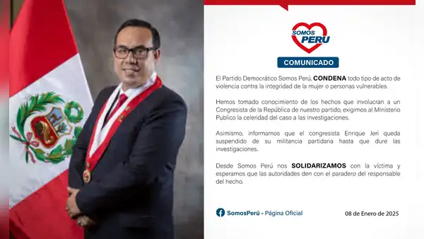 Somos Perú suspendió militancia de congresista José Jerí tras denuncia por violación sexual