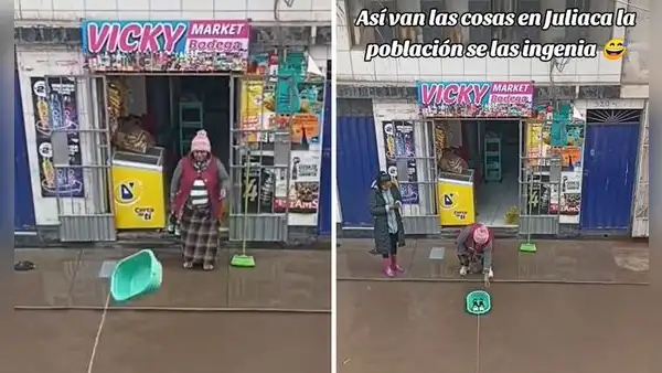 Comerciante usa tina para vender cervezas pese a inundación y usuarios dicen: “Ingeniería pura”