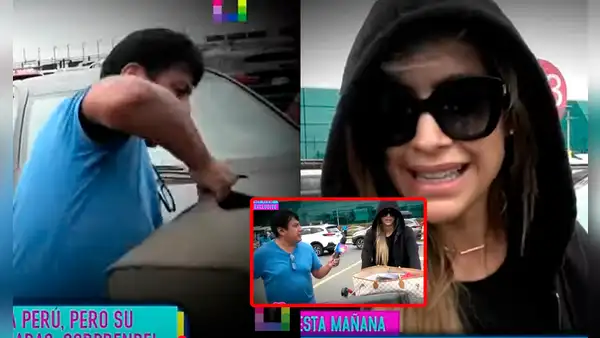 Milett Figueroa retorna al Perú y le pide a reportero de ‘Amor y Fuego’ que cargue su maleta