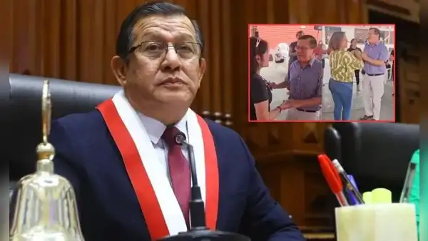Eduardo Salhuana es captado bailando con trabajadores del Parlamento en campeonato deportivo
