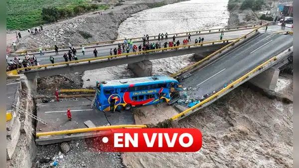 Accidente en Chancay EN VIVO: retiran bus afectado en Huaral por caída de puente a río con ayuda de grúas