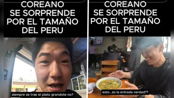 Coreano visita Perú y quedó impactado por la cantidad de comida que sirven: “¿Es solo la entrada?”